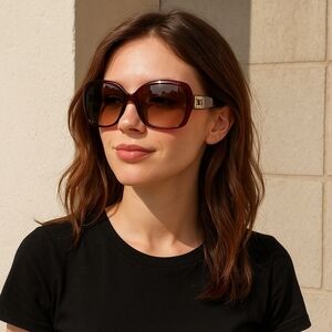 Fendi Women's Sunglasses FS355R Brown & Gold Excellent Preloved Condition